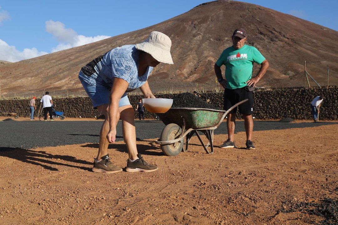 Canteros  de Cebollinos en Granja Agricola del Cabildo de Lanzarote.