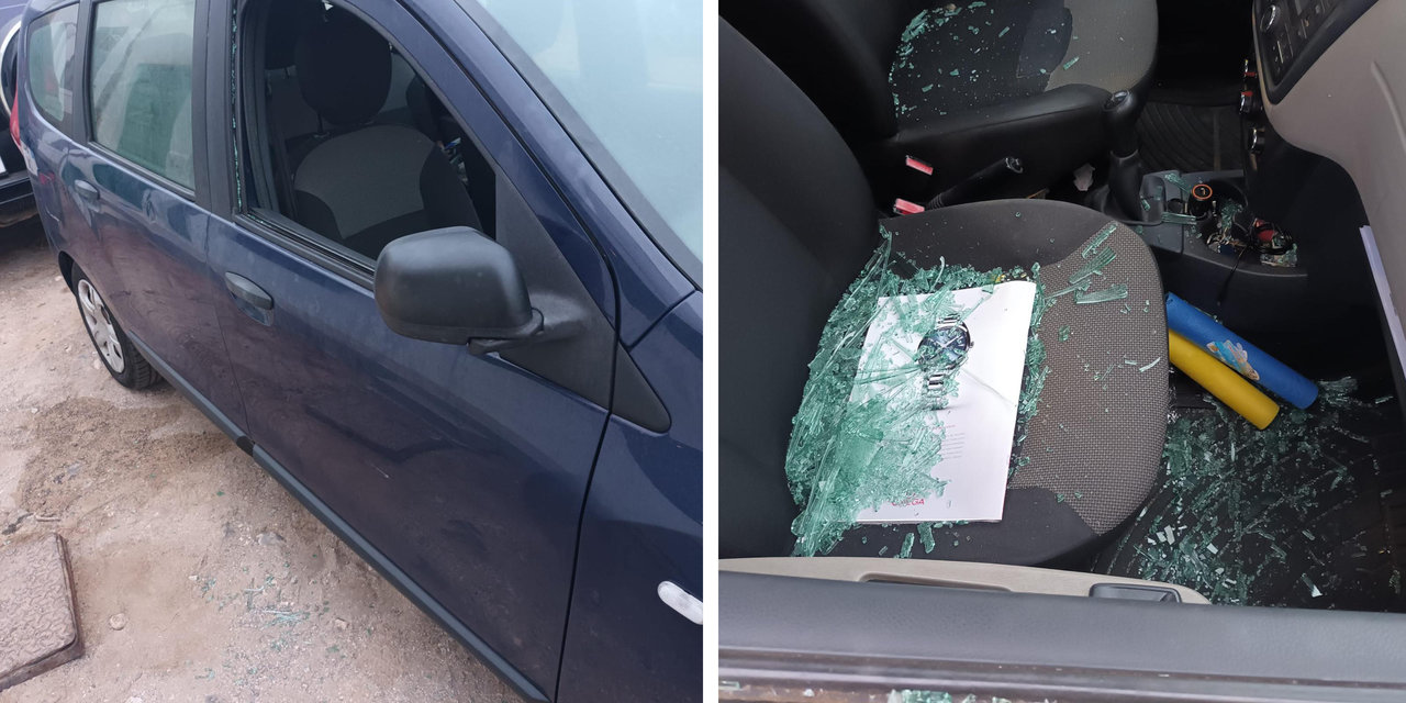 Coche vandalizado en Famara