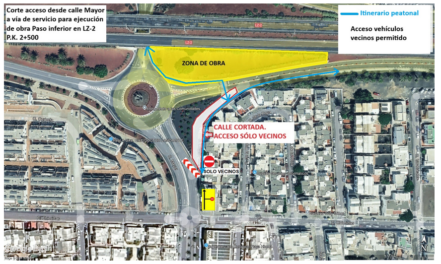 Obras Públicas reordena el tráfico en San Bartolomé para continuar con las obras del nuevo paso inferior de la LZ-2.